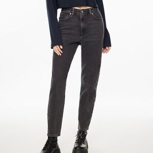 Dynamite| ‘Claudia’ High Rise Mom Jeans Charcoal Black Acid Wash Denim Sz 31